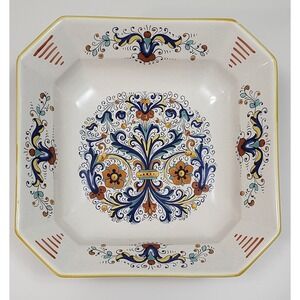 Deruta Ceramiche Made In Italy Flowers Huge 13" Square Serving Bowl Huge Large